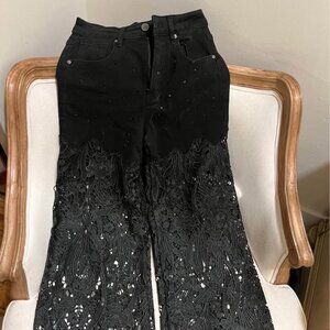 Sparkly, lace black jeans